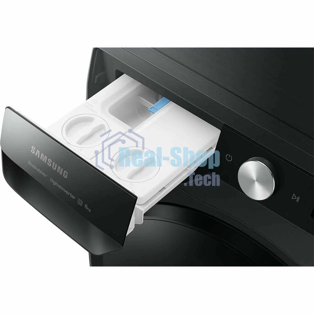 Стиральная машина Samsung WW80AG6L28BB черный, загрузка фронтальная 8 кг, 1200 об/мин, класс: A+++