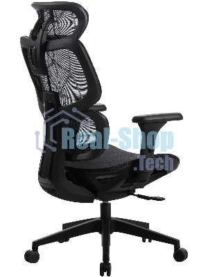 Кресло Cactus CS-MC555-BK черный, сетка, 150 кг, подголовник, регулируемые подлокотники, механизм качания