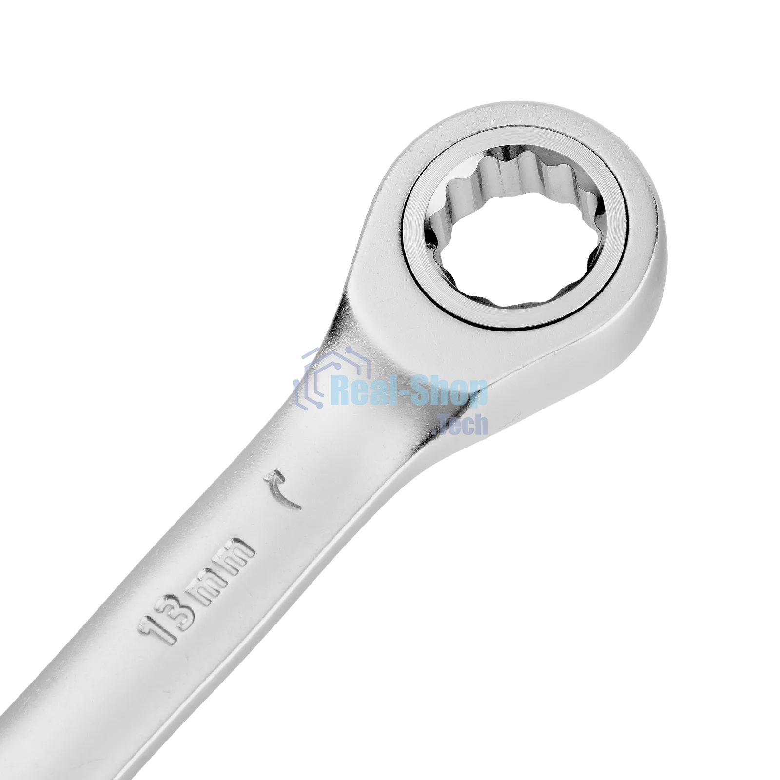 Ключ комбинированный трещоточный Denzel 14707 13 мм, CrV, матовый хром