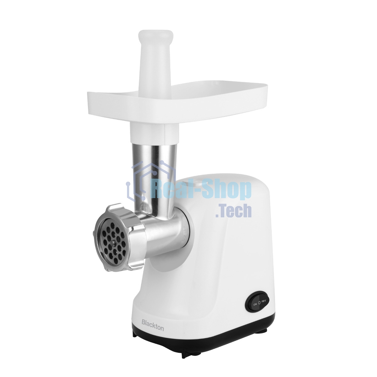 Мясорубка электрическая Blackton Bt MG1111 белый/черный, 1200Вт, производительность до 1.5 кг/мин / Количество скоростей: 1 / Функция реверса / DualProtect технология: защита от перегрузки и перегрева / Прорезиненные ножки / Материал корпуса: пластик / Ма