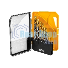 Набор сверл по металлу Denzel 1-10 мм, Р6М5-TiN, Golden Tip, 10 шт 723001