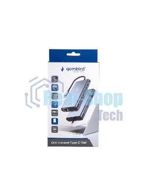 Док-станция Gembird UHB-D4, USB Type-C PD87W, USB, Jack 3.5, SD/TF, HDMI, RJ45, VGA, USB