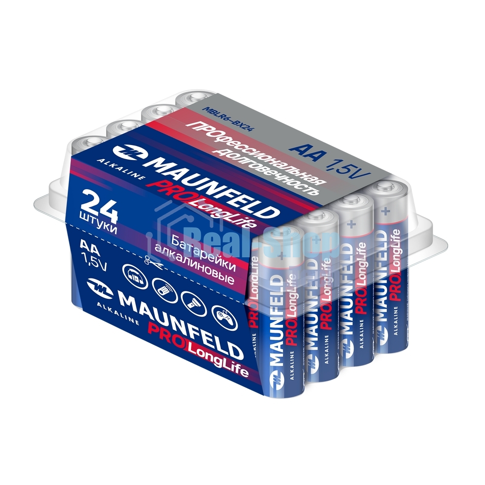Батарейки Maunfeld PRO Long Life Alkaline AA (LR6) MBLR6-BX24, бокс 24 шт., 1.5 В