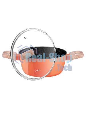 Кастрюля Maunfeld MARTA MCS22FA06CL из кованого алюминия со стеклянной крышкой, 20 см, 2,2 л.
