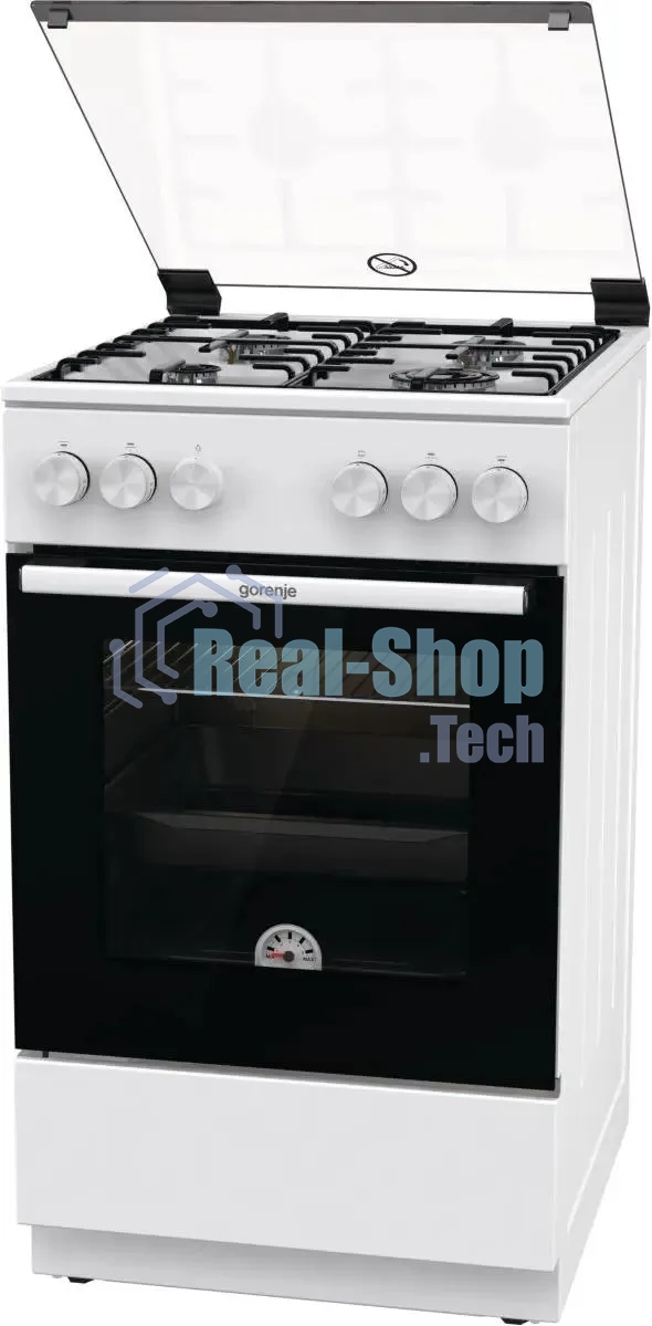Плита газовая Gorenje GG5A10WH белый, конфорок 4 газовых, духовка 70 л, 50 см x 85 см x 59.4 см