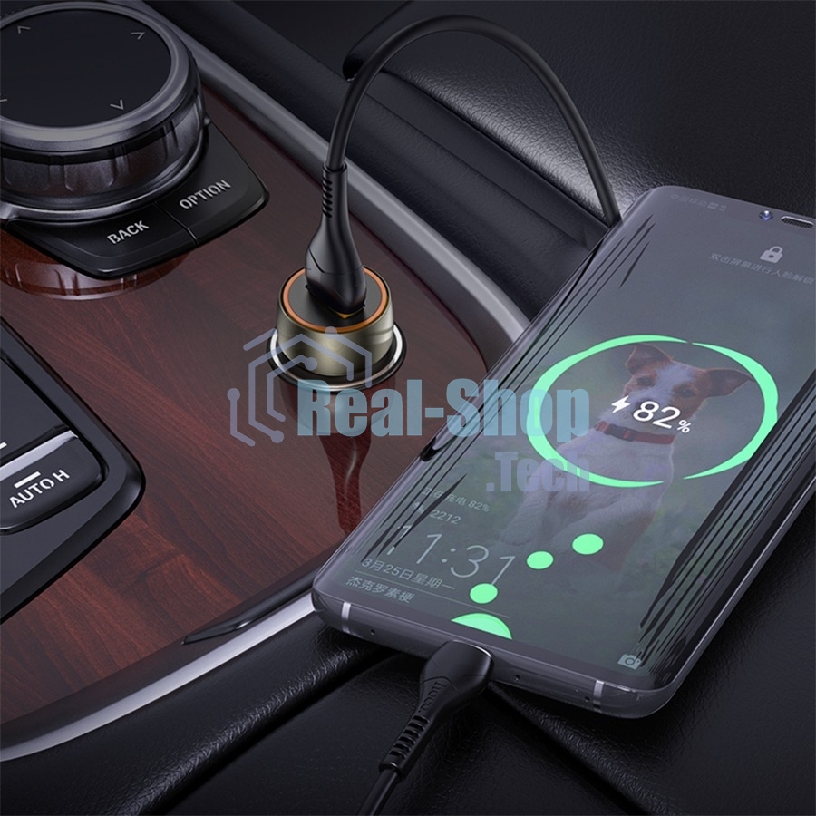 Автомобильная зарядка HOCO Z46 Blue shield, 1xUSB, 18W, серый металлик