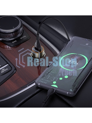 Автомобильная зарядка HOCO Z46 Blue shield, 1xUSB, 18W, серый металлик