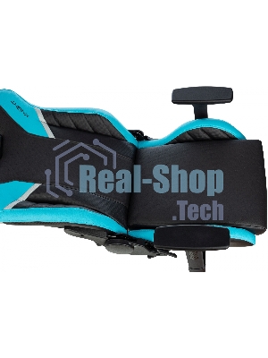 Кресло Knight Thunder 5X черный/голубой, экокожа, 120 кг, механизм качания