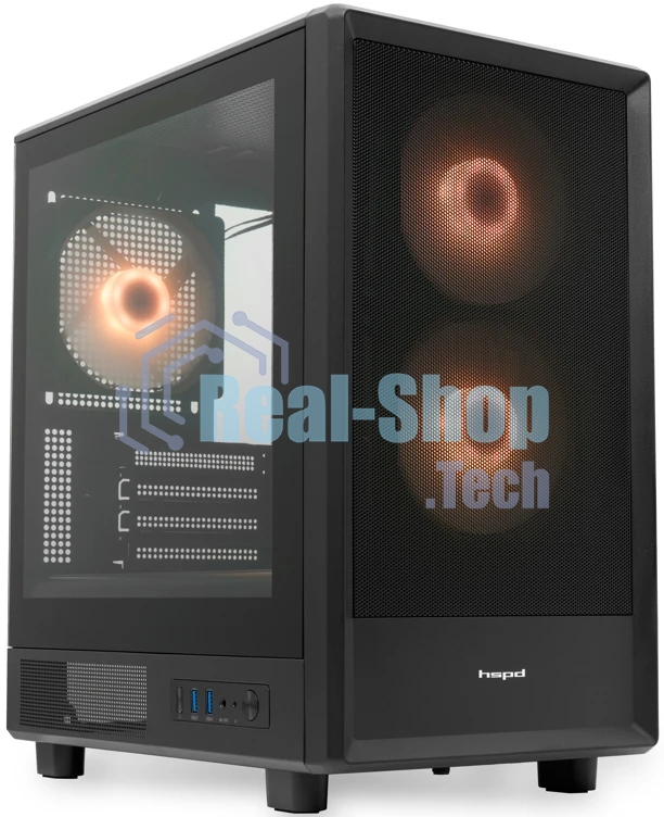 Компьютерный корпус HSPD M310, Mesh Mini-tower, черный, TG, 0.4 SPCC, 3x120мм ARGb mATX, mITX 180/280/160мм 1x2.5
