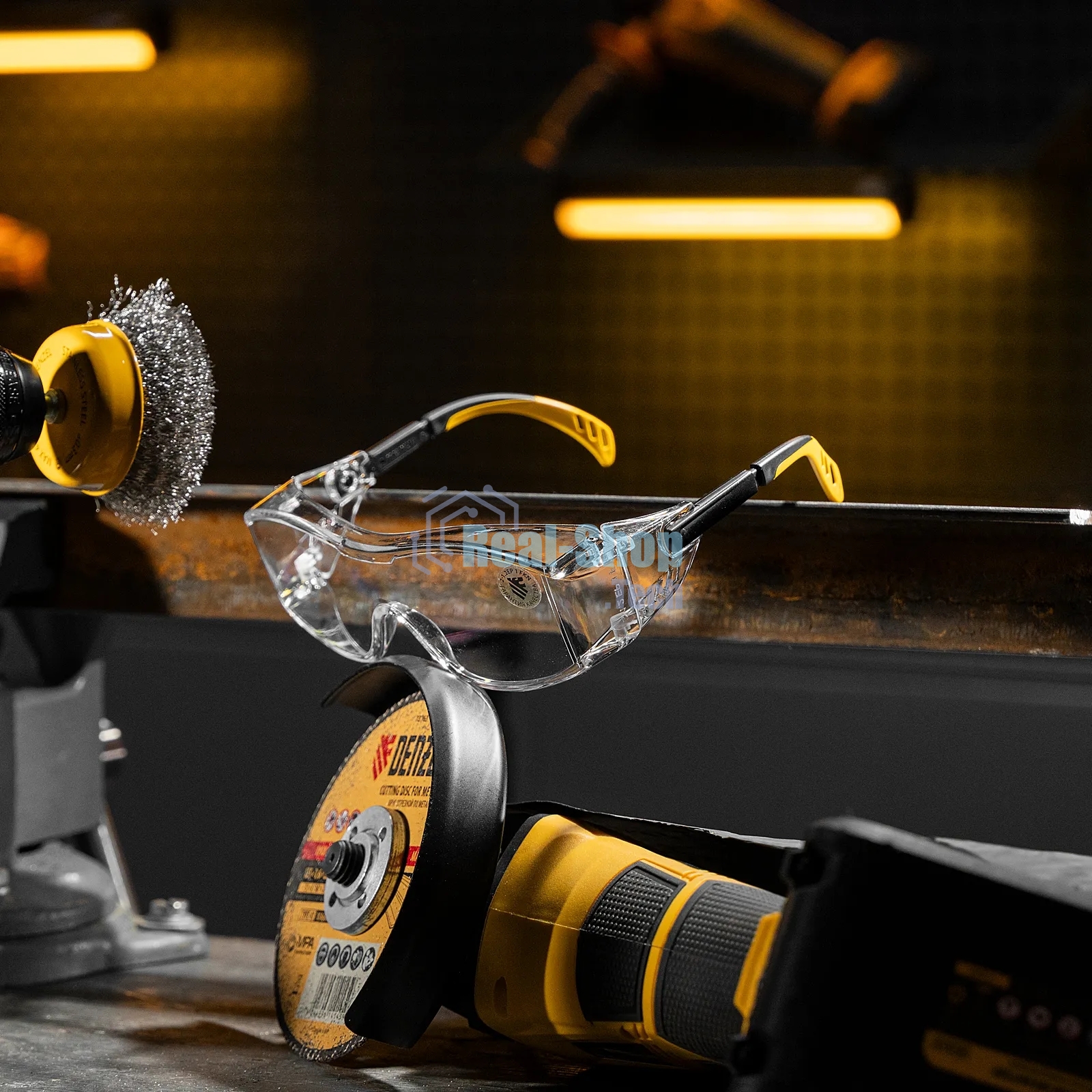 Очки защитные Denzel открытые, поликарбонатные, увеличенная прозрачная линза, регулируемые дужки