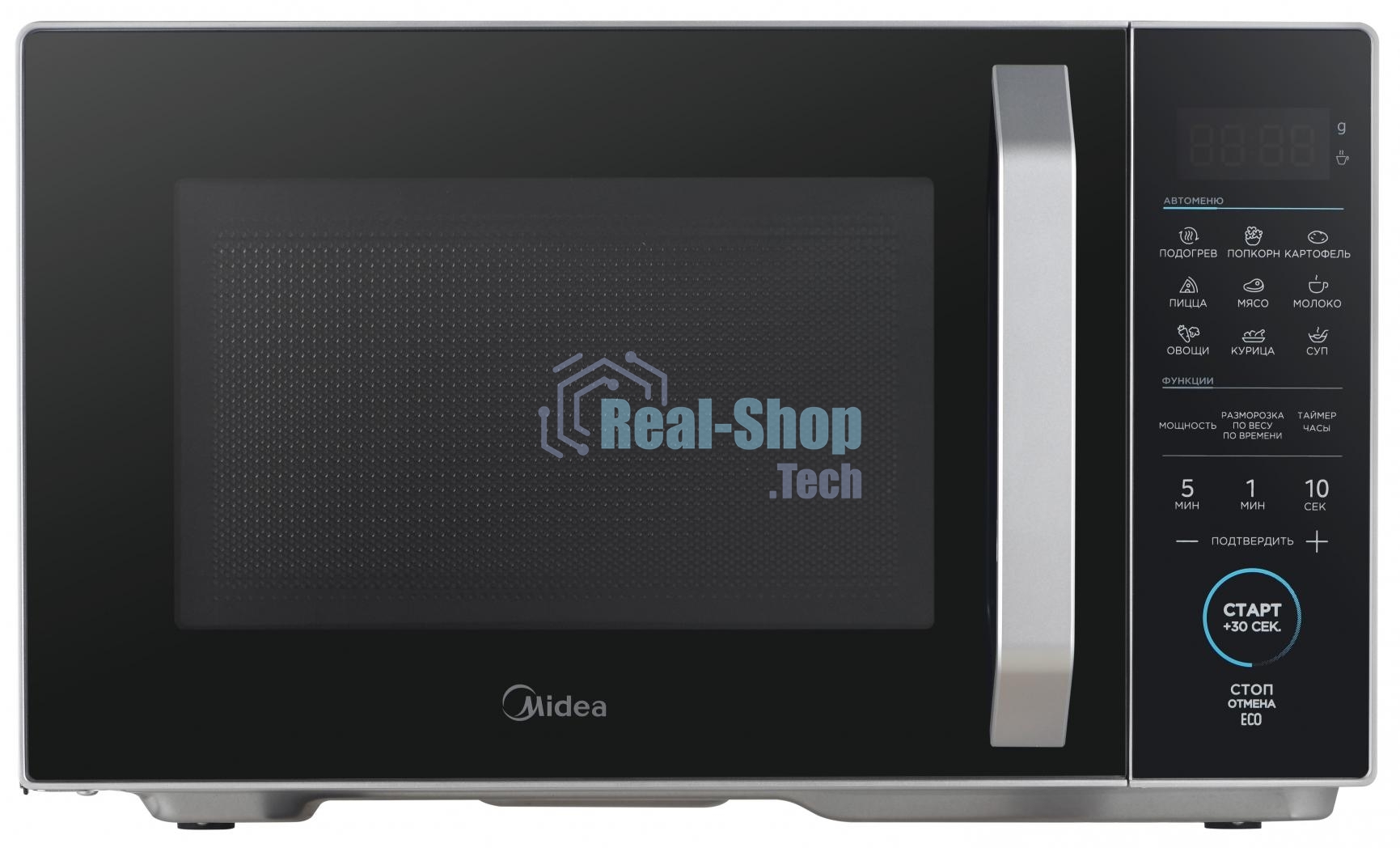 Микроволновая печь Midea EM825P2ET-S серебристый, 25 л, 800 Вт, переключатели - сенсор