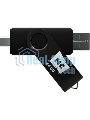 Флешка USB MORE CHOICE МФ64а Black (4620202559081), 64GB, USB 2.0/Type-C, R/W 15/5, черный