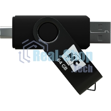 Флешка USB MORE CHOICE МФ64а Black (4620202559081), 64GB, USB 2.0/Type-C, R/W 15/5, черный Флешка USB MORE CHOICE МФ64а Black (4620202559081), 64GB, USB 2.0/Type-C, R/W 15/5, черный