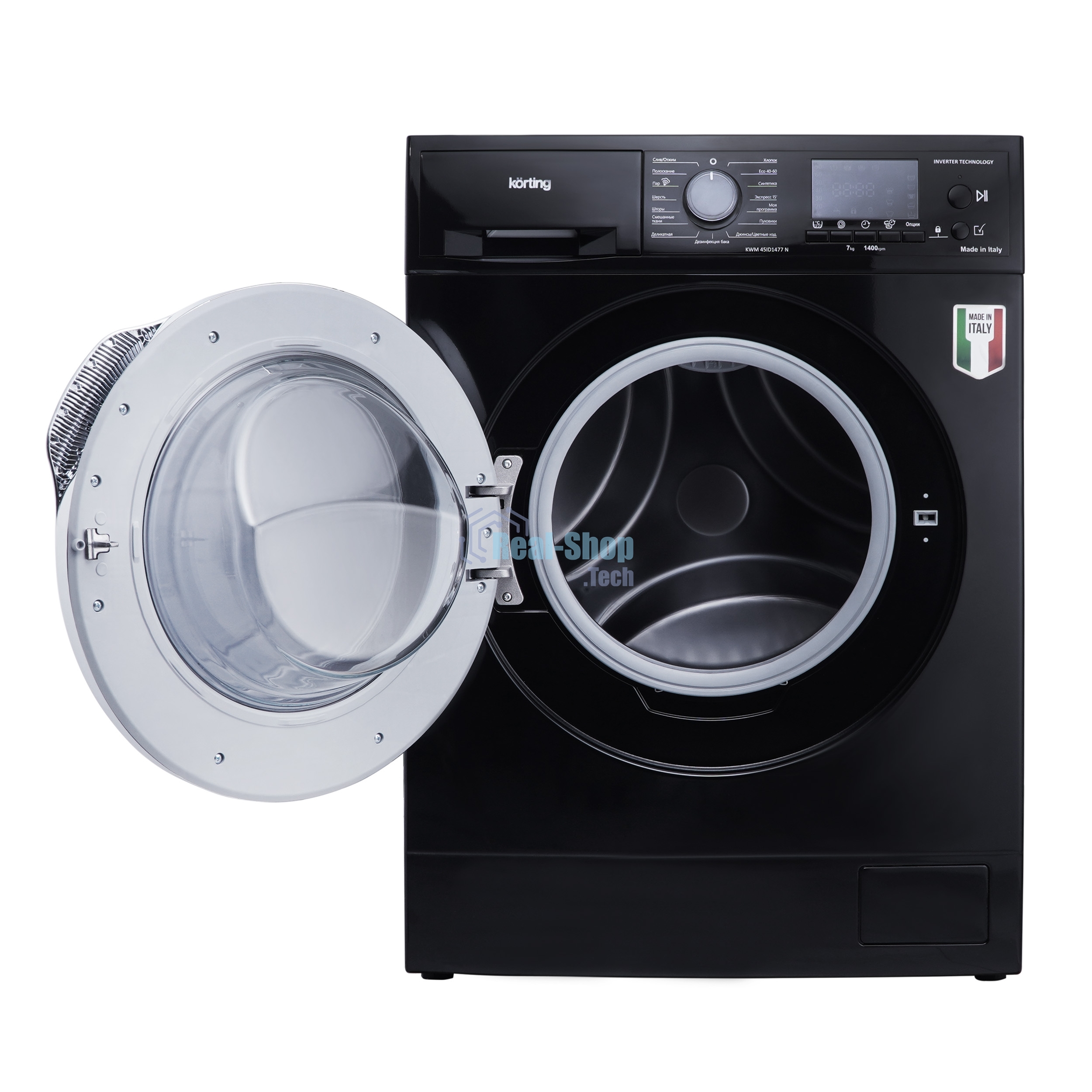 Стиральная машина Korting KWM 45ID1477 N черный, загрузка фронтальная 7 кг, 1400 об/мин, класс A