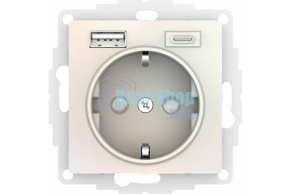 Розетка 16А с USB A+C (5В/2,4А/3 А, 2х5В/1,5А), мех SE AtlasDesign жемчуг