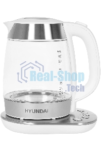 Чайник электрический Hyundai HYK-G4033 1.7л. 2200Вт белый/серебристый (корпус: стекло)