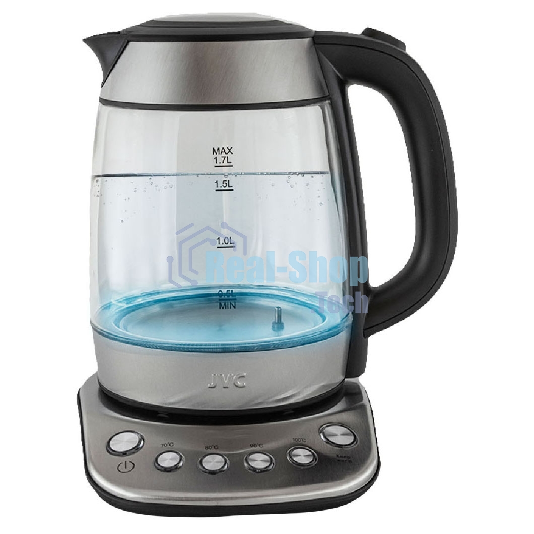 Чайник электрический JVC JK-KE1825 1,7 л, 2200 Вт, черный с серебристым