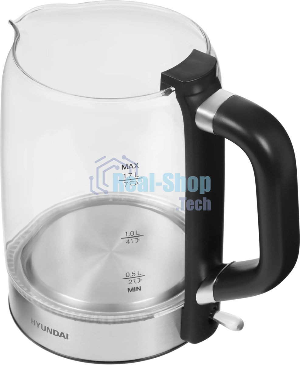 Чайник электрический Hyundai HYK-G5501 1.7 л, 2200 Вт, серебристый/черный