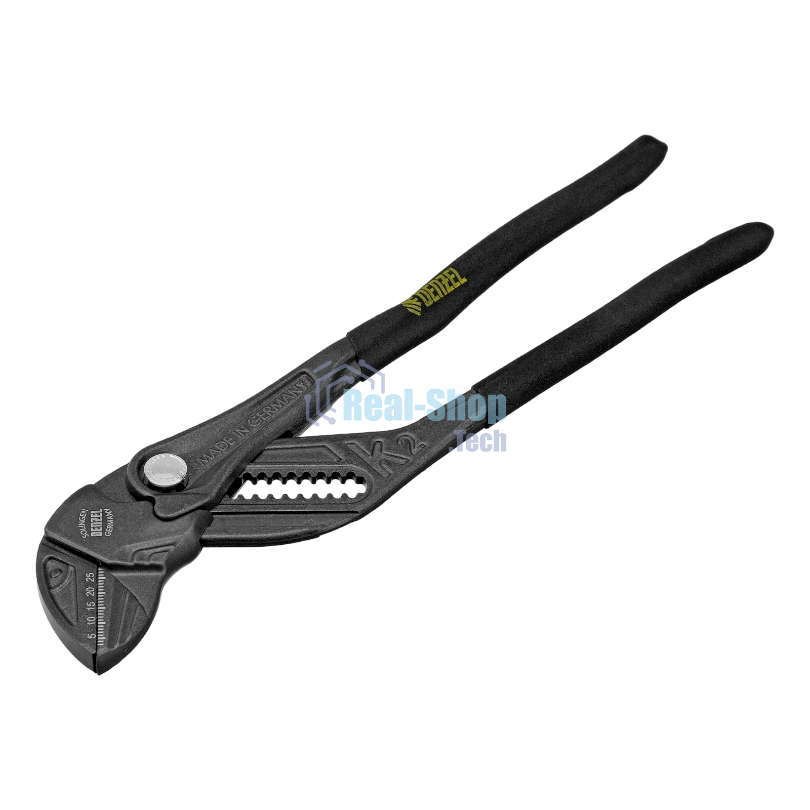 Клещи переставные Denzel кнопочный механизм, обливные рукоятки, сантехнические, 250 мм