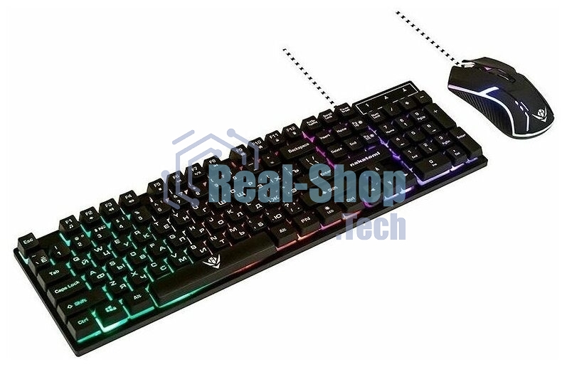 Комплект клавиатура+мышь Nakatomi KMG-2305U проводной, USB, 1600 DPI, черный