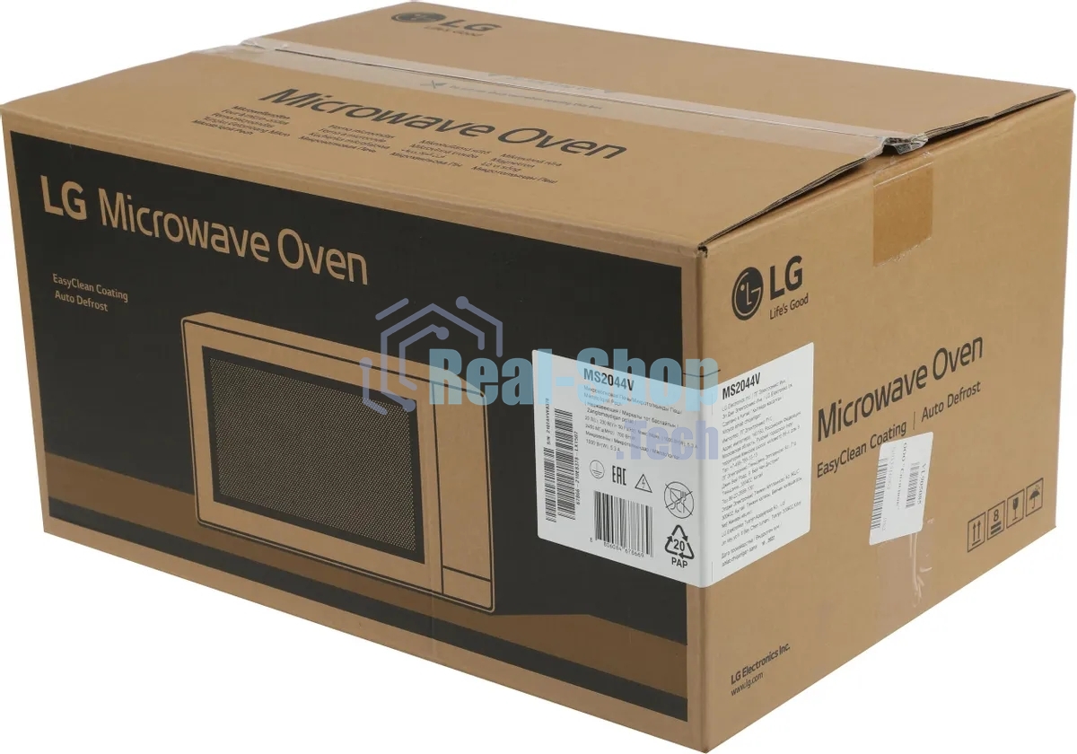 Микроволновая печь LG MS2044V серебристый, 20 л, 700 Вт, переключатели - сенсор