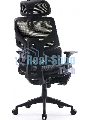 Кресло Cactus CS-CHR-MC01-LGNBK салатовый, сетка, подголовник, подставка для ног