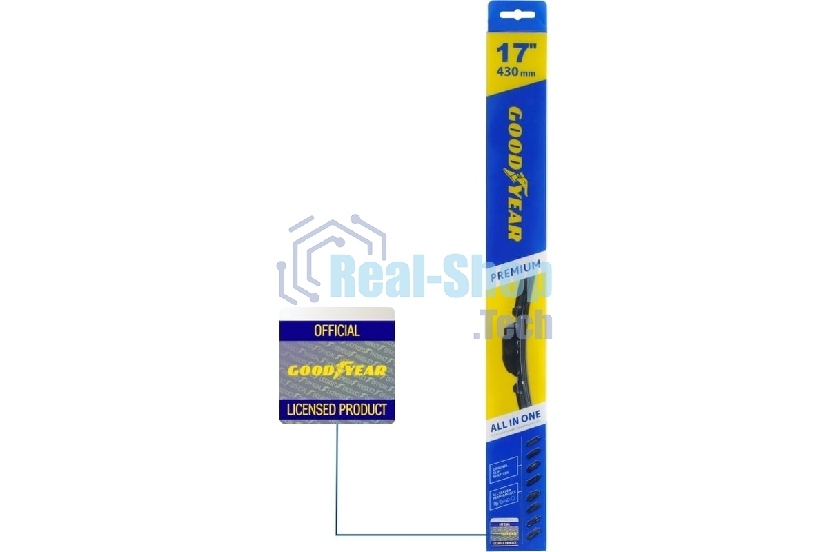 Бескаркасная щетка GOODYEAR GY000437 PREMIUM 17''/43см