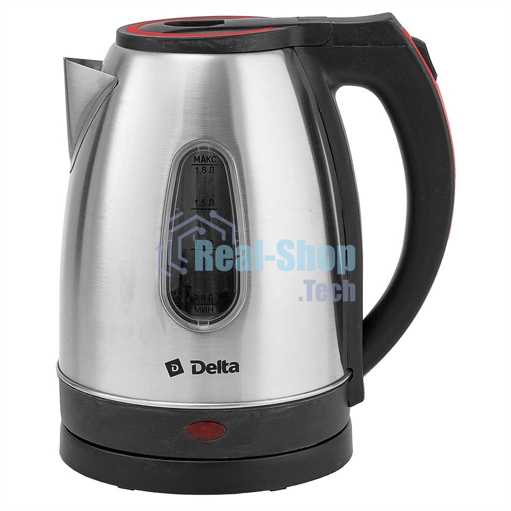 Чайник электрический DELTA DL-1114 нерж. с красным