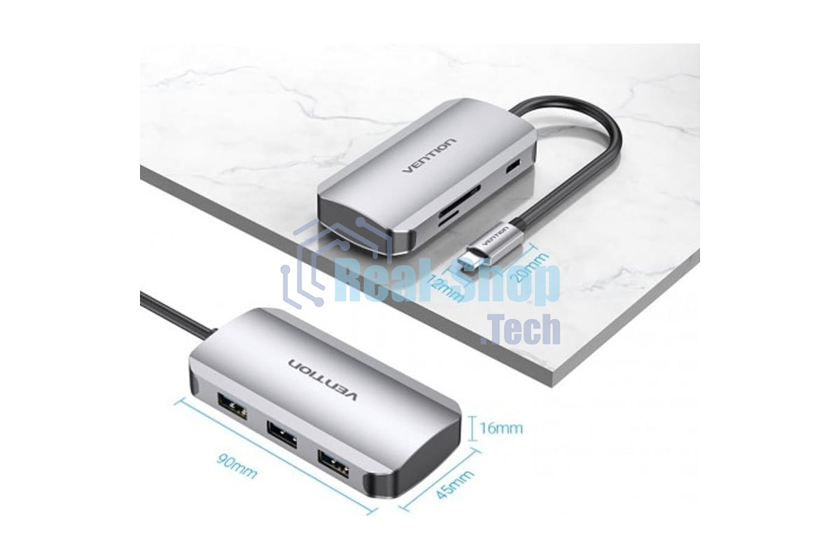 USB-концентратор Vention TNHHB, USB Type-C, USB/SD/TF/PD, USB Type-C