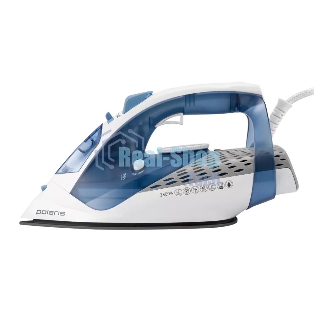 Утюг Polaris PIR 2860AK белый/синий, 2800 Вт, 55 г/мин, 270 г/мин, 330 мл