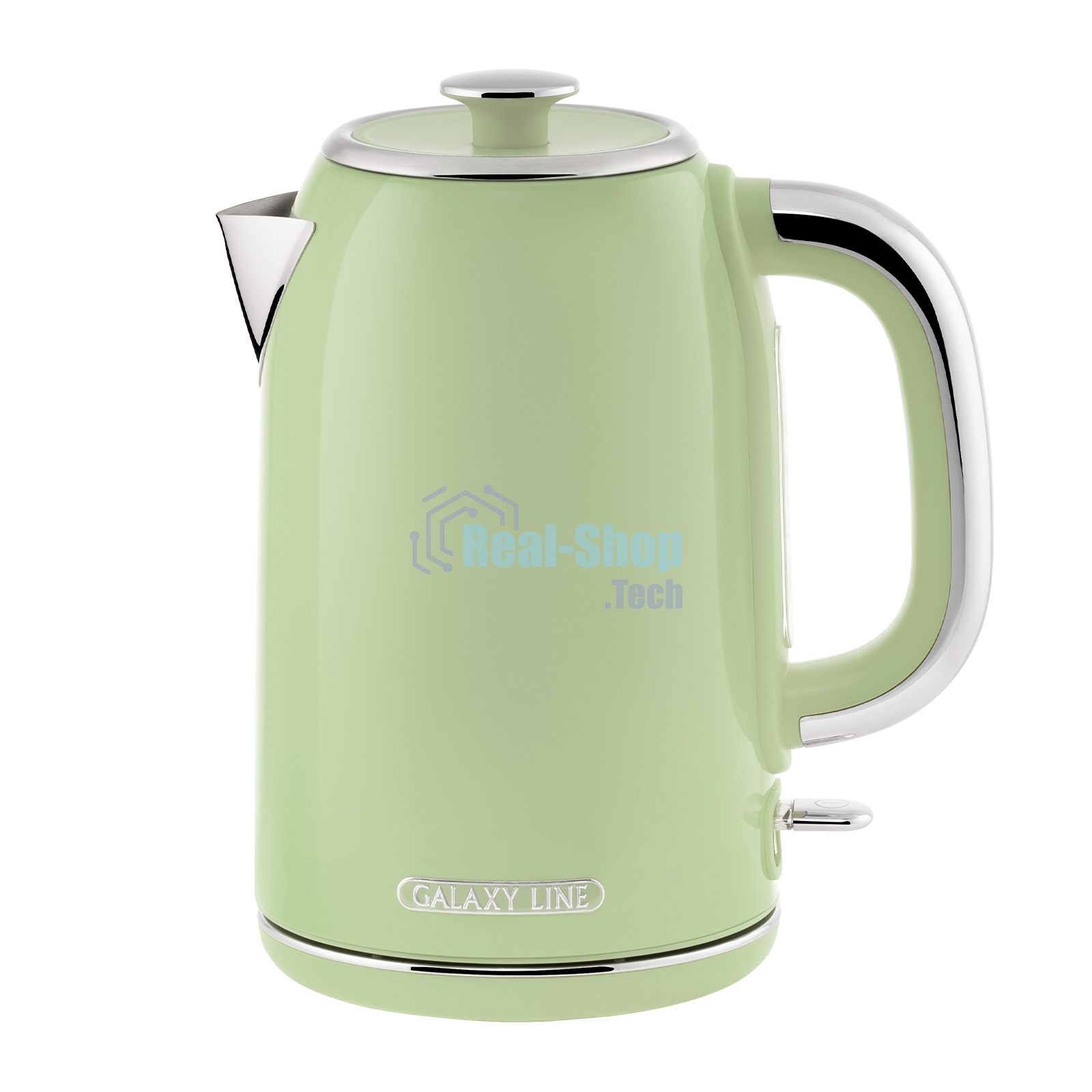 Чайник электрический Galaxy Line GL 0344, райская олива, металл, 2200 Вт, 1,7 л