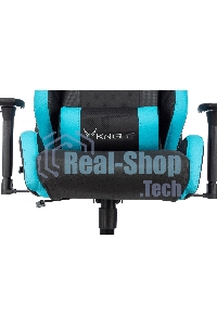 Кресло игровое Knight Thunder 5X черный/голубой эко.кожа крестов. металл