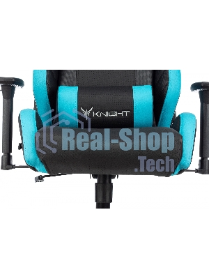 Кресло Knight Thunder 5X черный/голубой, экокожа, 120 кг, механизм качания