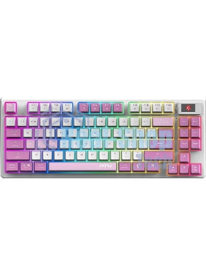 Клавиатура проводная+беспроводная MSI Forge GK600, USB, белый фиолетовый