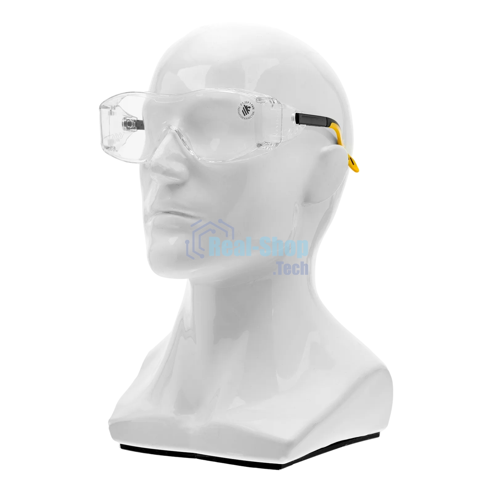 Очки защитные Denzel открытые, поликарбонатные, увеличенная прозрачная линза, регулируемые дужки