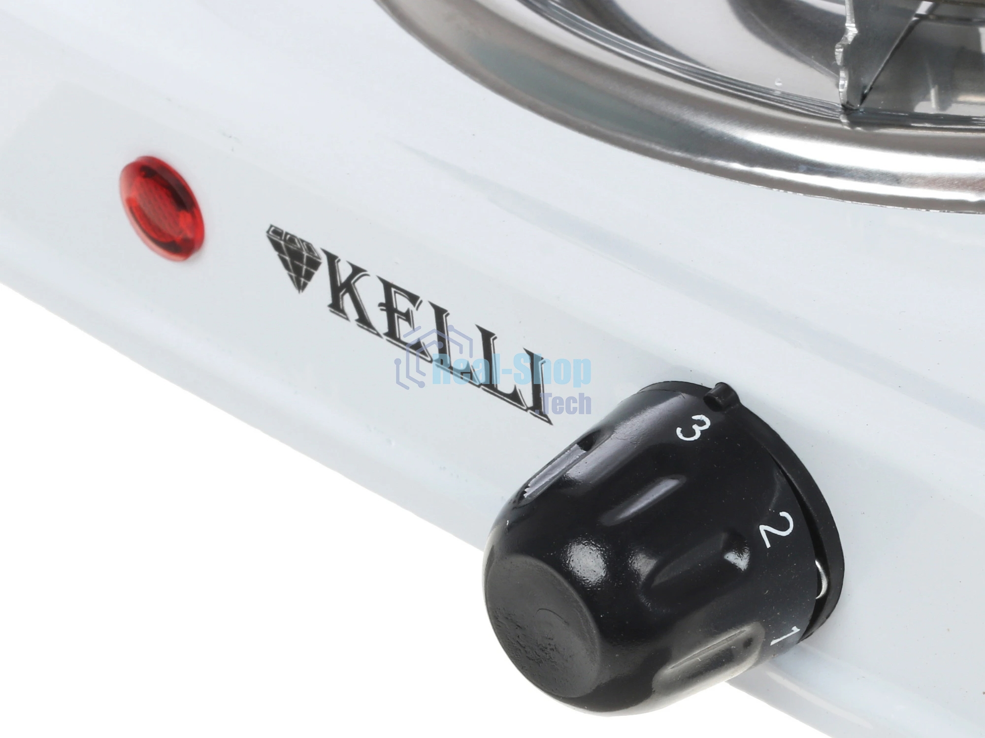 Плита настольная электрическая Kelli KL-5061 белый, 1 кВт, ТЭН, конфорки - 1, эмаль, поворотные переключатели