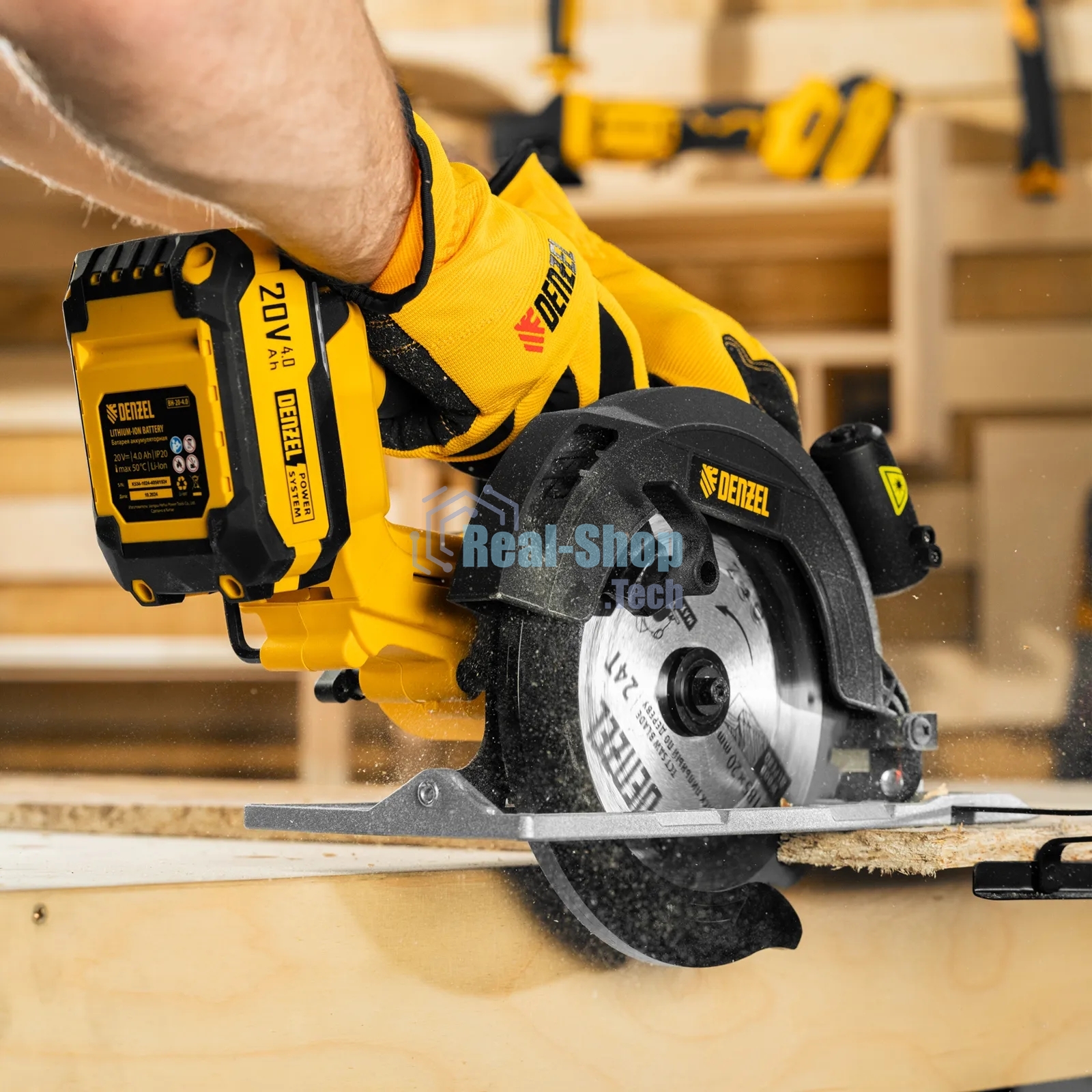 Пила циркулярная аккумуляторная бесщет. Denzel CCSH-BL-20-185, 185 мм, Li-Ion, 20 В