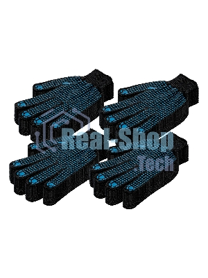 Перчатки трикотажные Сибртех х/б, 200 пар, ПВХ точка, 3 нити, 10 класс