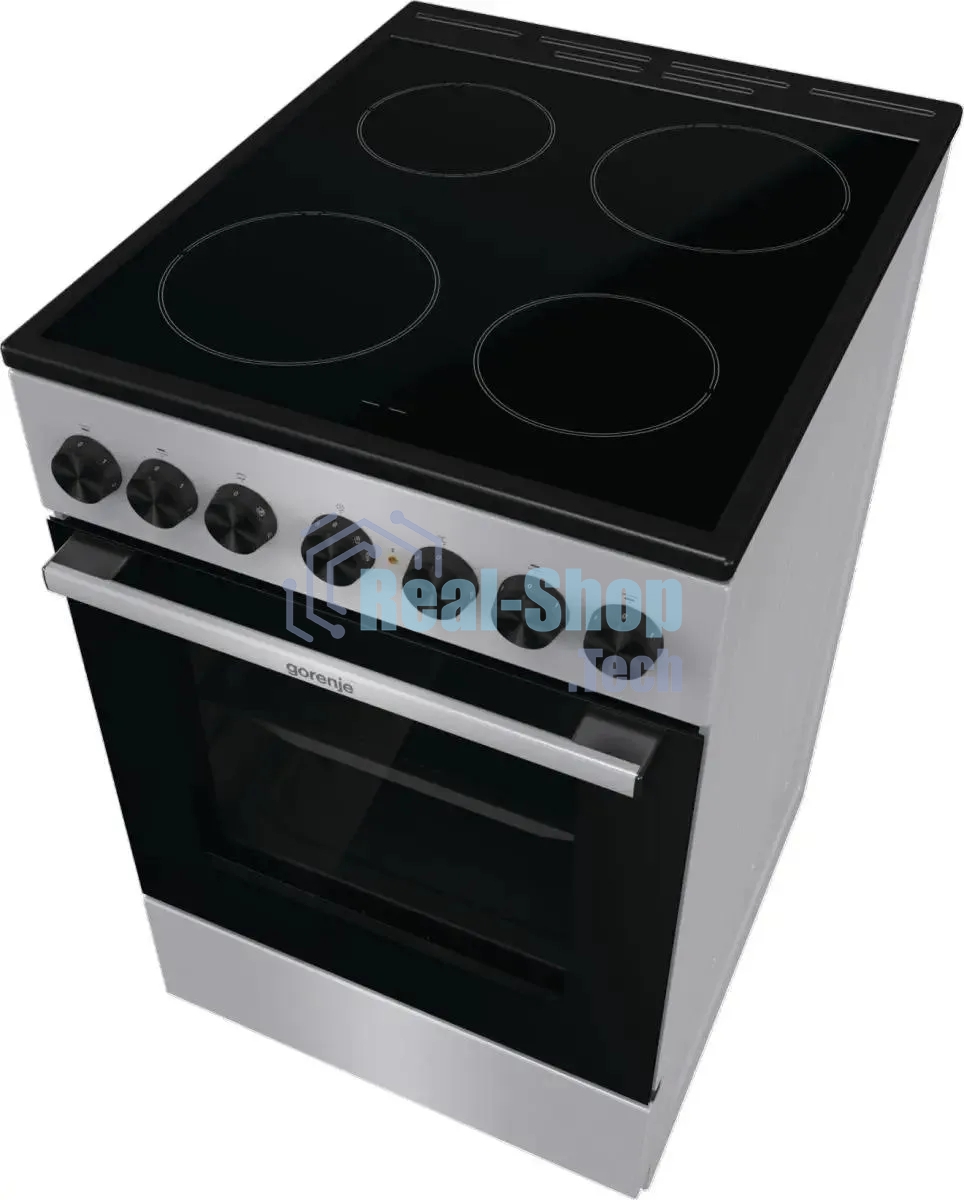 Плита электрическая Gorenje GEC5B20SG серый, конфорок 4 электрических, духовка 68 л, 50 см x 85 см x 59.4 см
