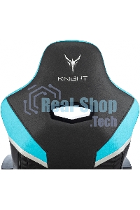 Кресло игровое Knight Thunder 5X черный/голубой эко.кожа крестов. металл