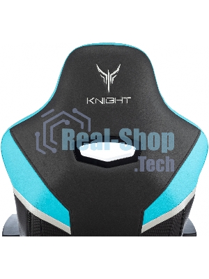 Кресло Knight Thunder 5X черный/голубой, экокожа, 120 кг, механизм качания