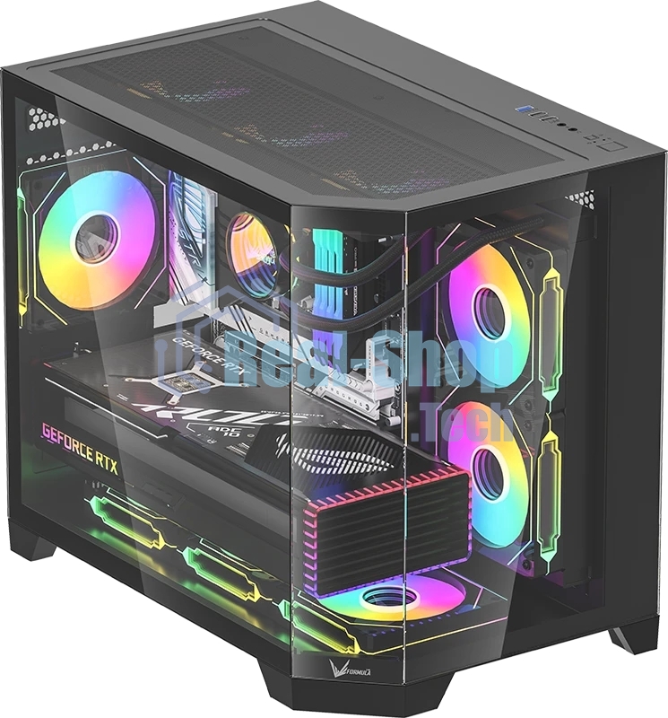 Компьютерный корпус AeroCool/Formula Crystal Z6M Floe черный без БП mATX 4x120мм 2xUSB3.0 audio bott PSU