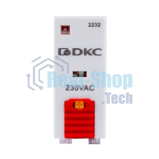 Реле миниатюрное промышленное, 1CO, ком. ток 12А, AgSnO2, напряжение 230V AC, опция: тест-кнопка+светодиод
