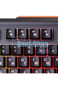 Клавиатура проводная Oklick 717G BLACK DEATH черный/оранжевый USB Multimedia for gamer LED