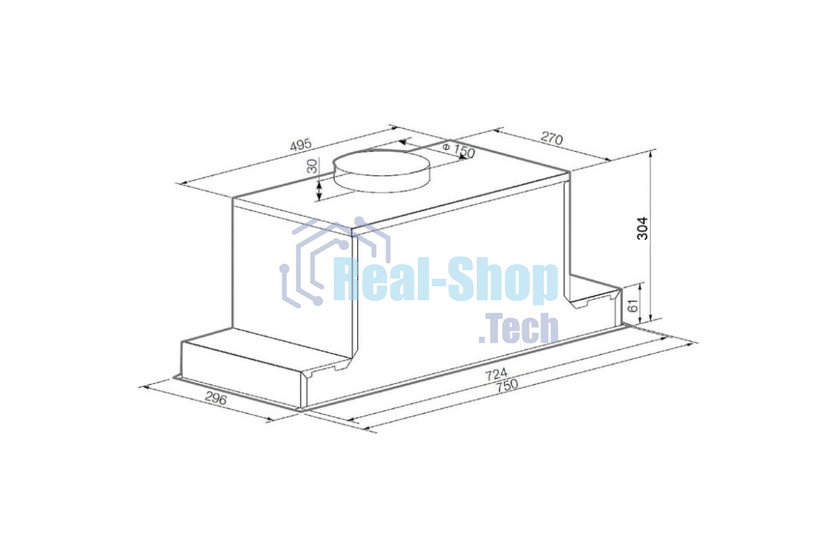 Вытяжка встраиваемая GRAUDE LB 75.1 W белый, 75 см, 700 куб. м/ч, 68 дБ