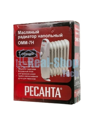 Обогреватель масляный Ресанта ОММ-7Н (7 секций) белый, 700 Вт, 10 м2, термостат 67/3/1