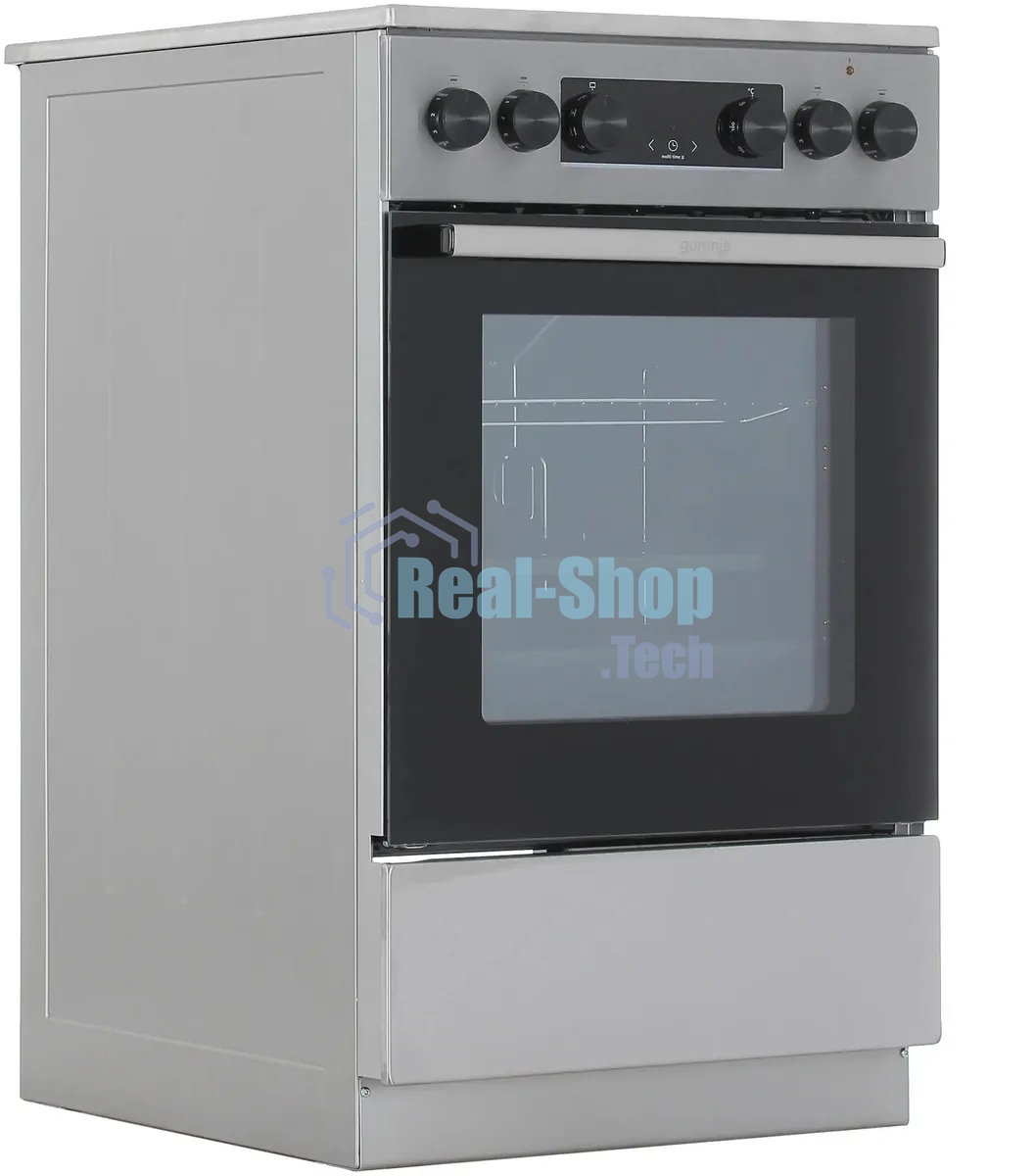 Плита электрическая Gorenje GEC5C40XAOT серебристый, конфорок 4 шт, духовка 70 л, 50 см x 85 см x 59.4 см