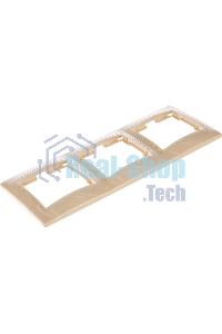 Рамка Iek EMK30-K33-DM РГ-3-ККм 3местн. горизонт. КВАРТА (кремовый)