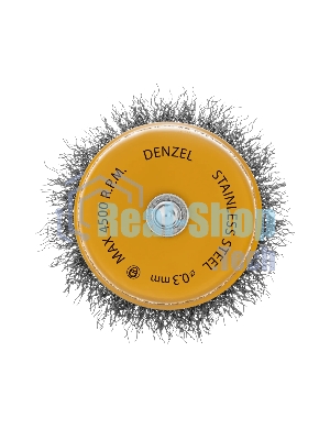 Щетка для дрели Denzel 65 мм, чашка, со шпилькой, нержавеющая витая проволока