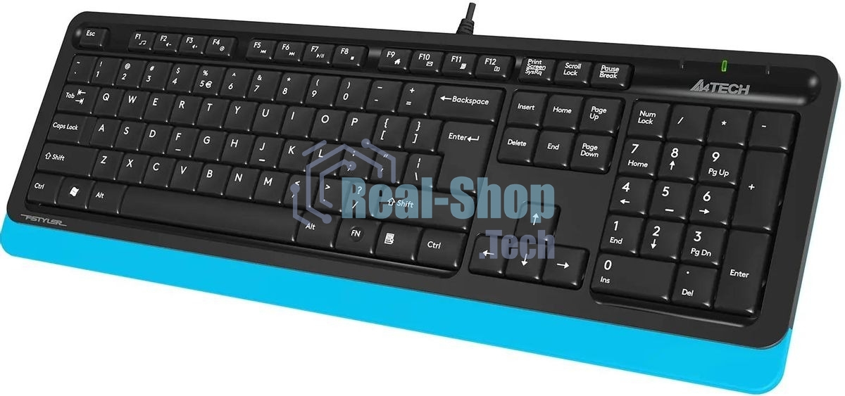 Комплект клавиатура+мышь A4Tech FStyler F1010 проводной, USB, 1600 DPI, чёрный/синий